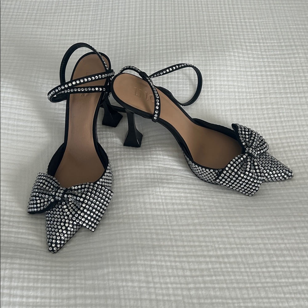 INC International Concepts Black and Silver Heels - Picture 3 of 4